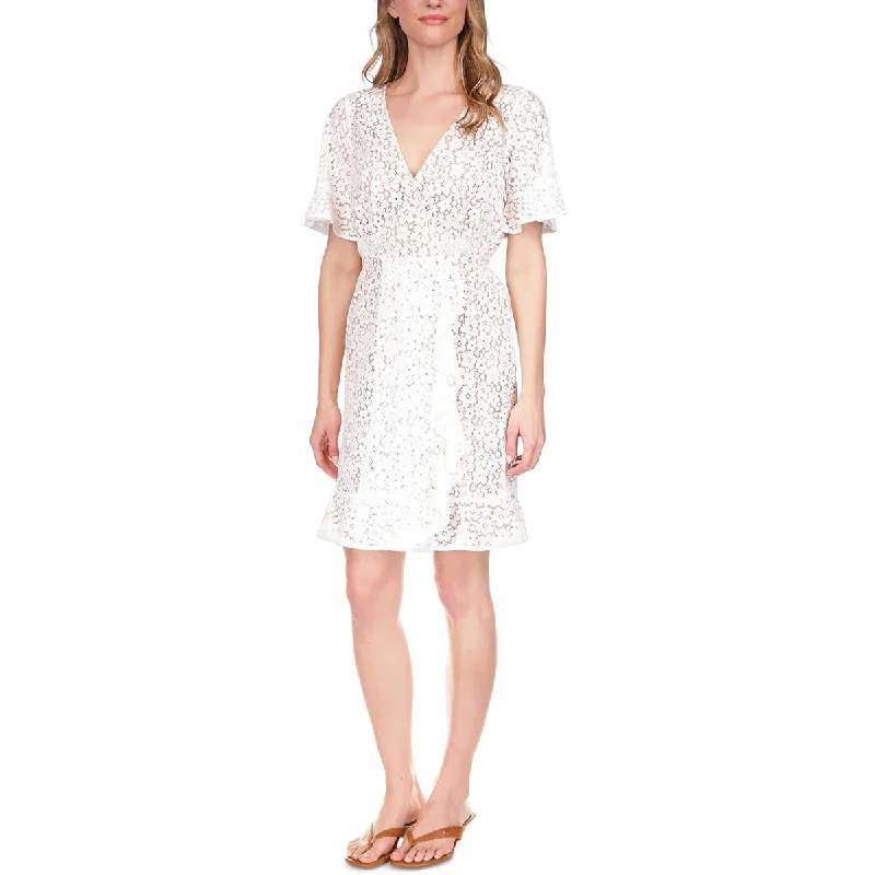 Shift Dresses for Simple Look -MICHAEL Michael Kors Womens Petites Lace Floral Mini Dress