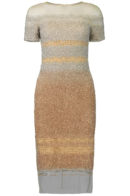 Fashionable Dresses for Style -Silver & Gold Ombre Sequin Cocktail Dress