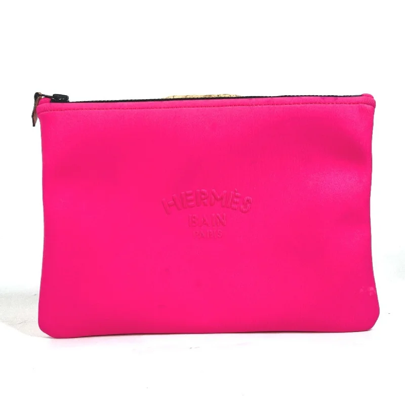 Designer handle bags with luxury logo detailing -Hermes  Polyamide Clutch Bag Pouch (Pre-Owned)