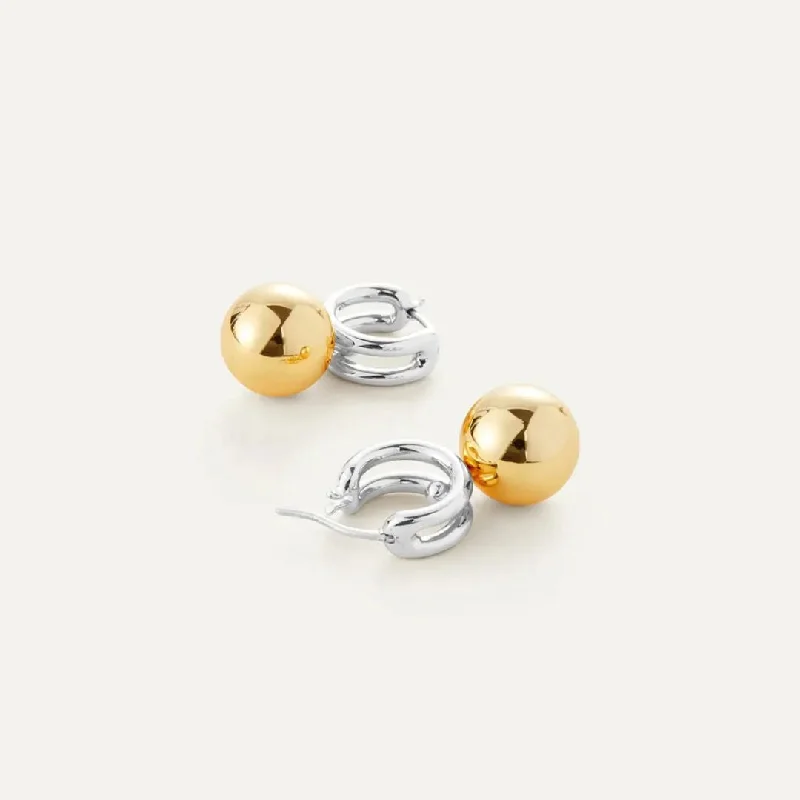 Pearl Drop Earrings for Elegance -Lyra Huggies (Two-Tone)