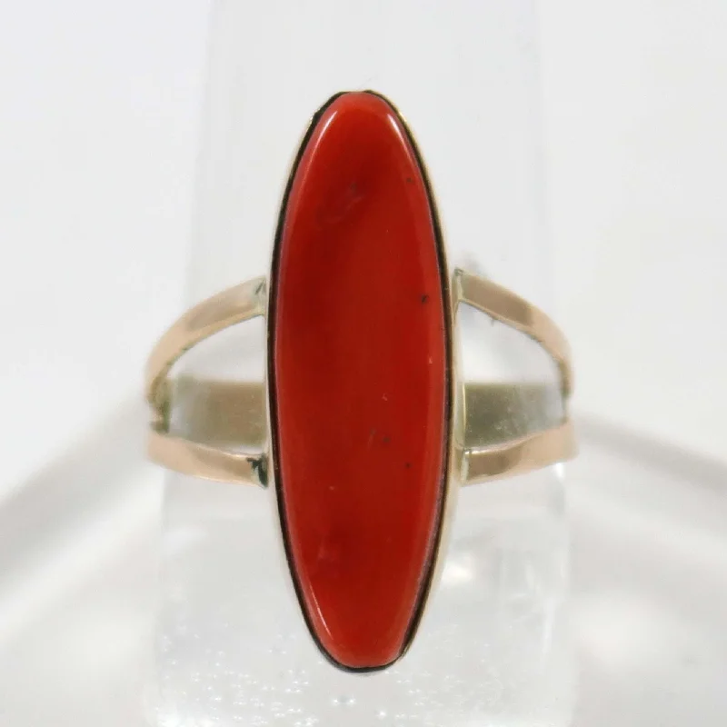 Rings with peacock ore for iridescent glow -Gold Coral Ring