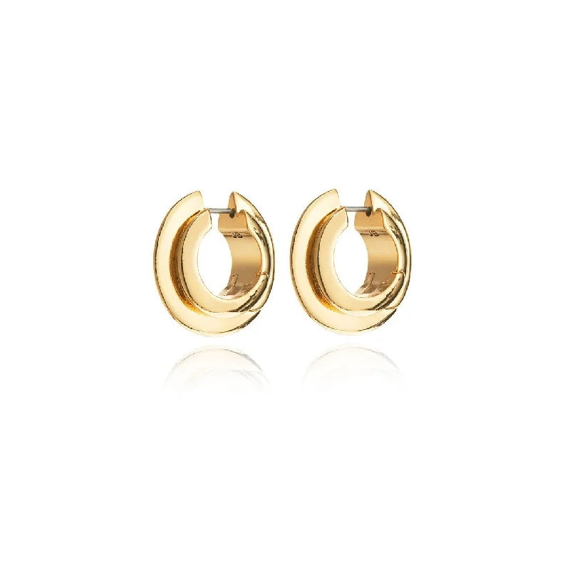 Drop Earrings with Crown Designs -Veda Hoops (Gold)