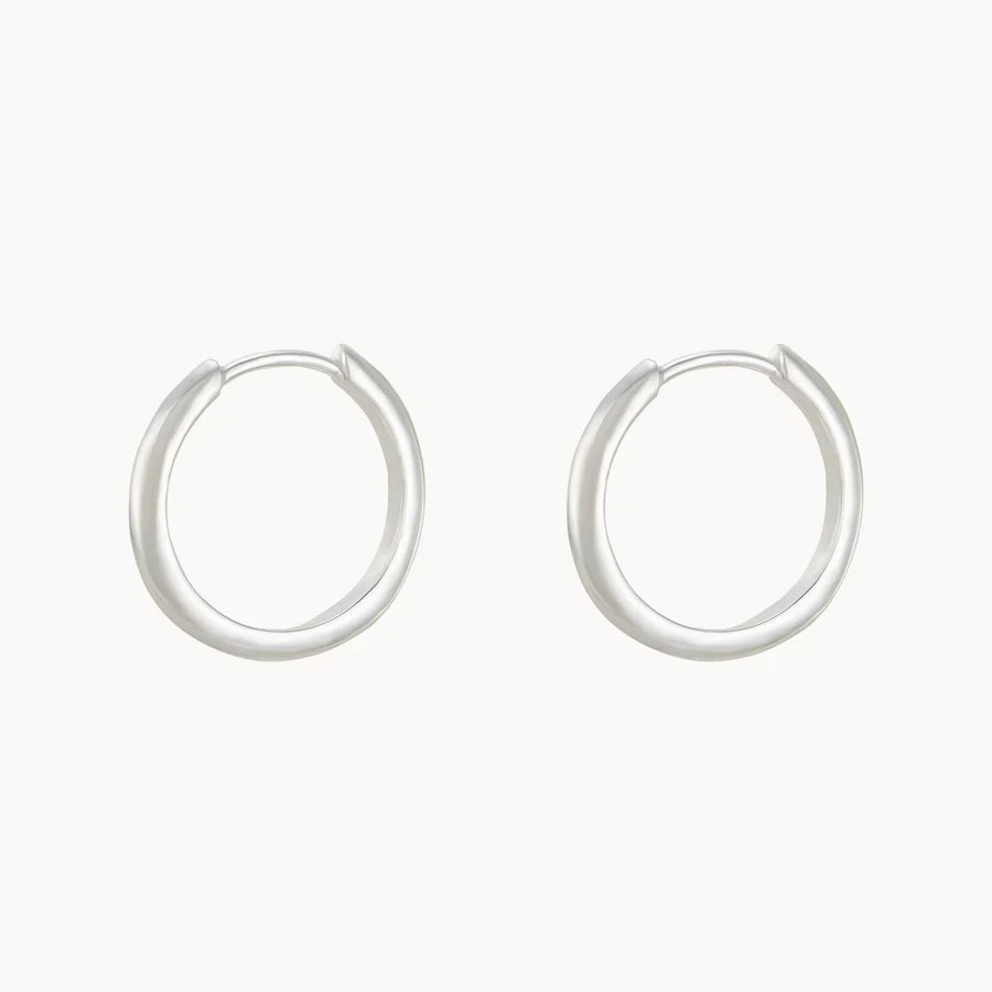 Leverback Drop Earrings for Comfort -Dagger Medium Hoops (Silver)