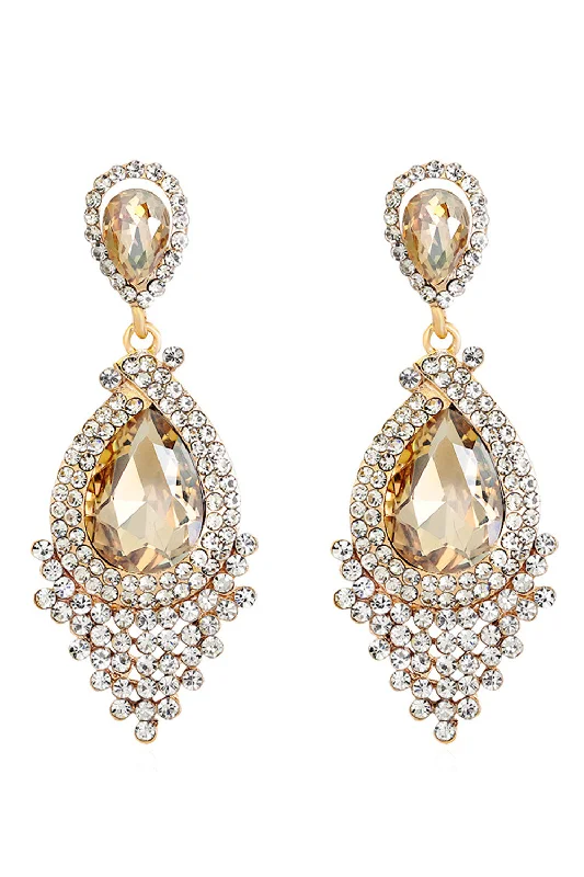 Gothic Drop Earrings with Dark Tone -Bride's Alloy Rhinestone Tear Drop Shaped Champagne Earrings (1pair )