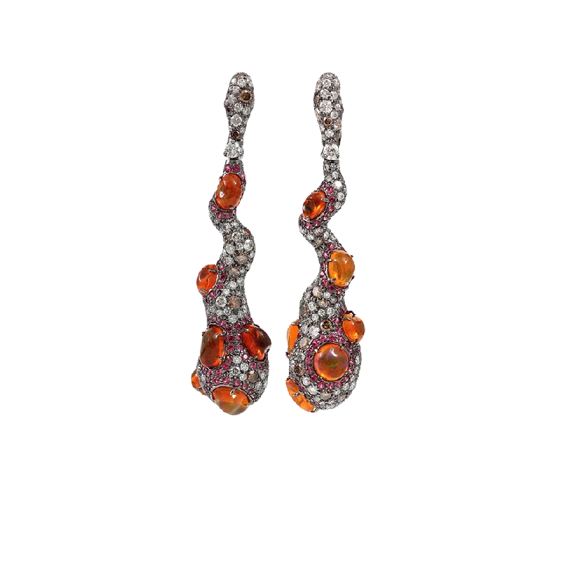 Large Drop Earrings for Statement -Fire Opal Earrings With Spinel