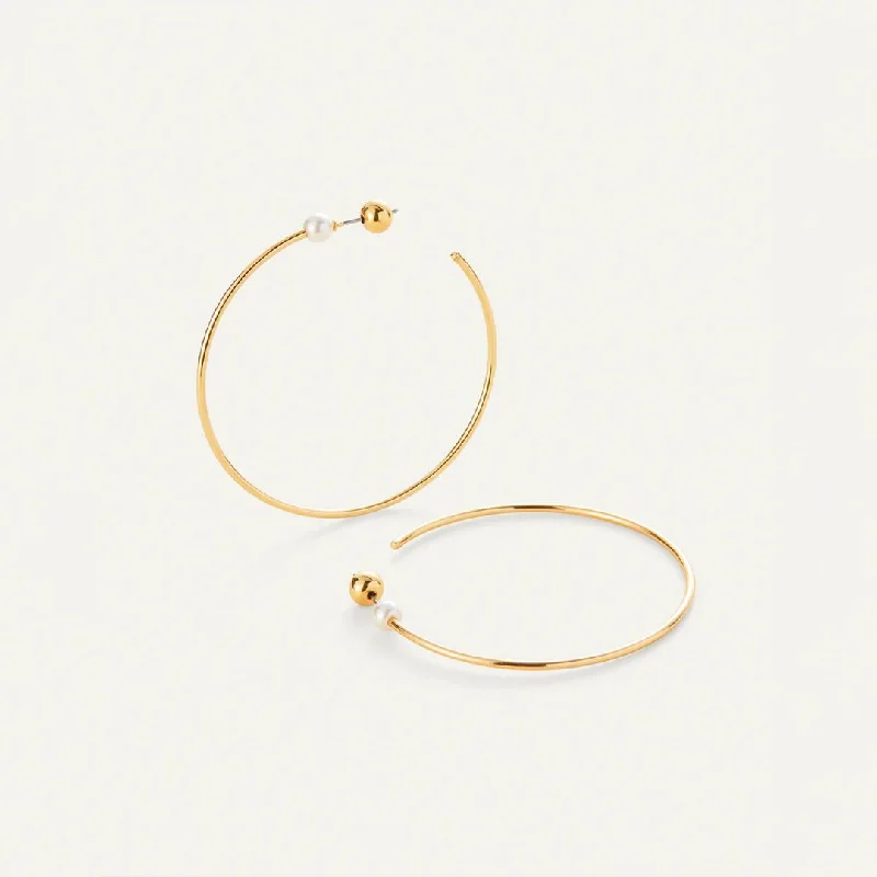 Drop Earrings with Textured Surface -Sylvie Hoops (Gold)