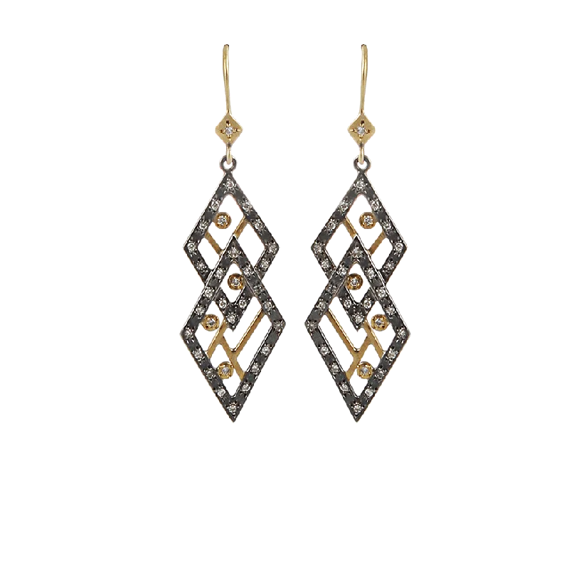 Drop Earrings with Knot Designs -Double Diamond Earrings