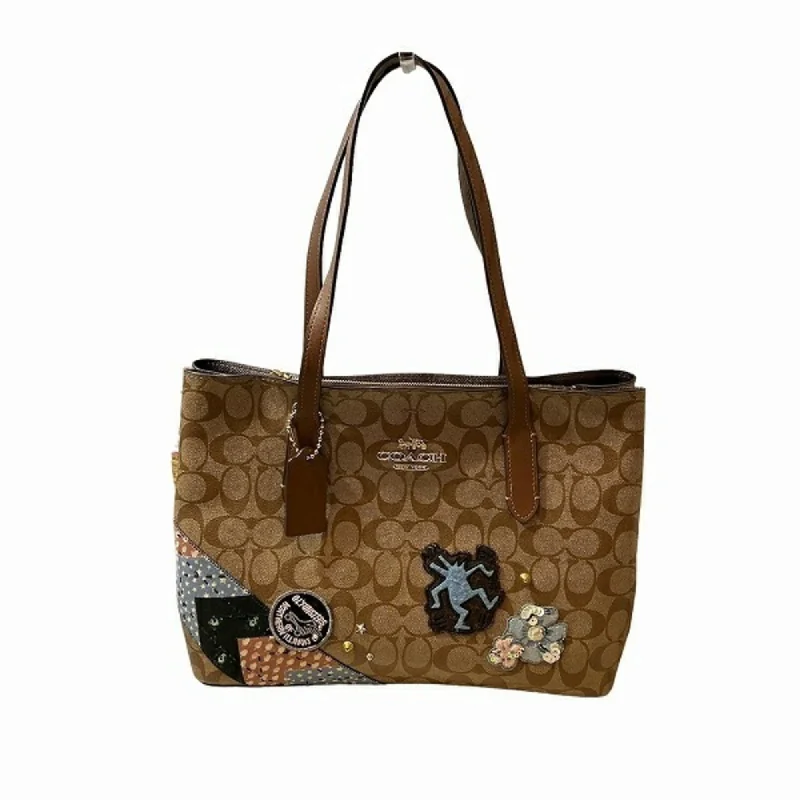 Handle bags with eco-friendly bamboo handles -Coach Signature   Signature Line Tote Bag (Pre-Owned)