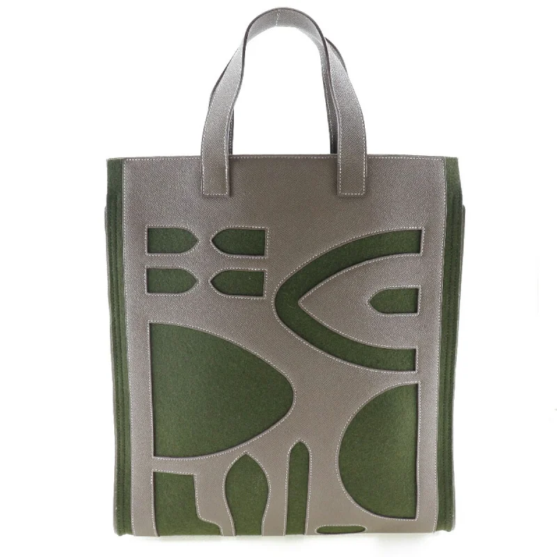 Handle bags with soft linings for protection -Hermes Petit H  Etoupe   Felt Tote Bag (Pre-Owned)