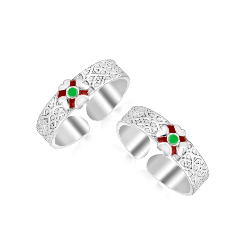 Rings with infinity loops for timeless love -925 Sterling Silver Enamel Toe Ring For Women