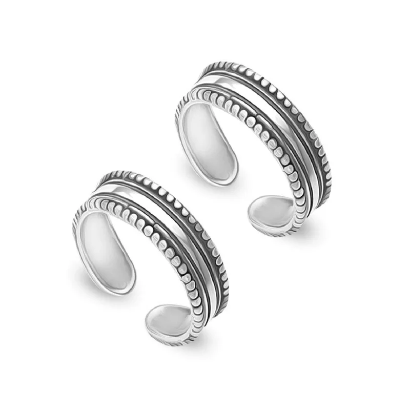 Gold rings with intricate celtic knot patterns -925 Sterling Silver Antique Silver Toe Ring for Women