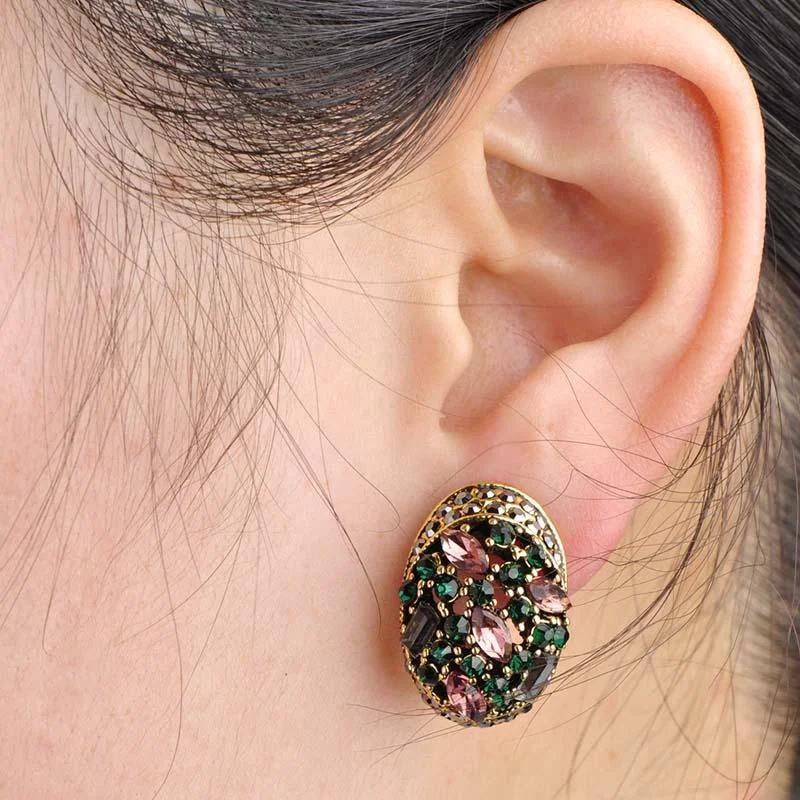 Drop Earrings with Animal Motifs -Vintage Rhinestone Earrings with Colorful Crystal for Personality Women