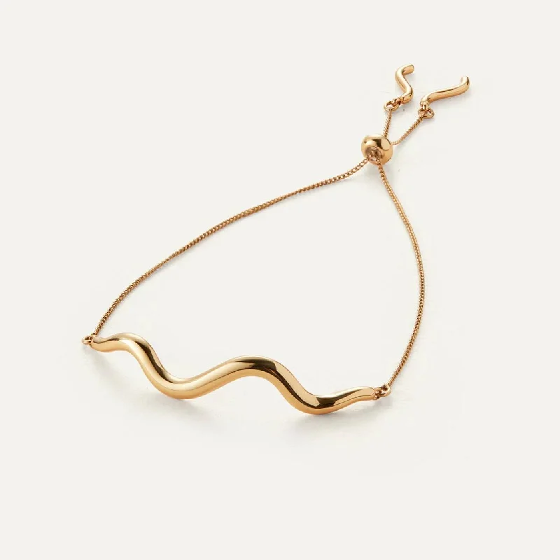 Drop Earrings for Wellness Routine -Squiggle Bracelet (Gold)