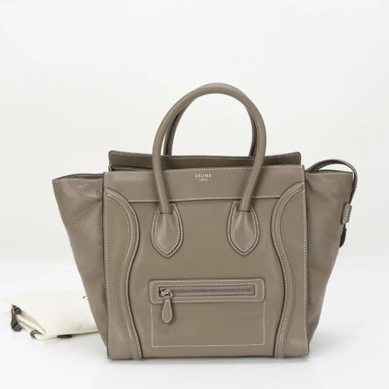 Handle bags with bold logos for branding -Celine  Leather Handbag Tote Bag (Pre-Owned)