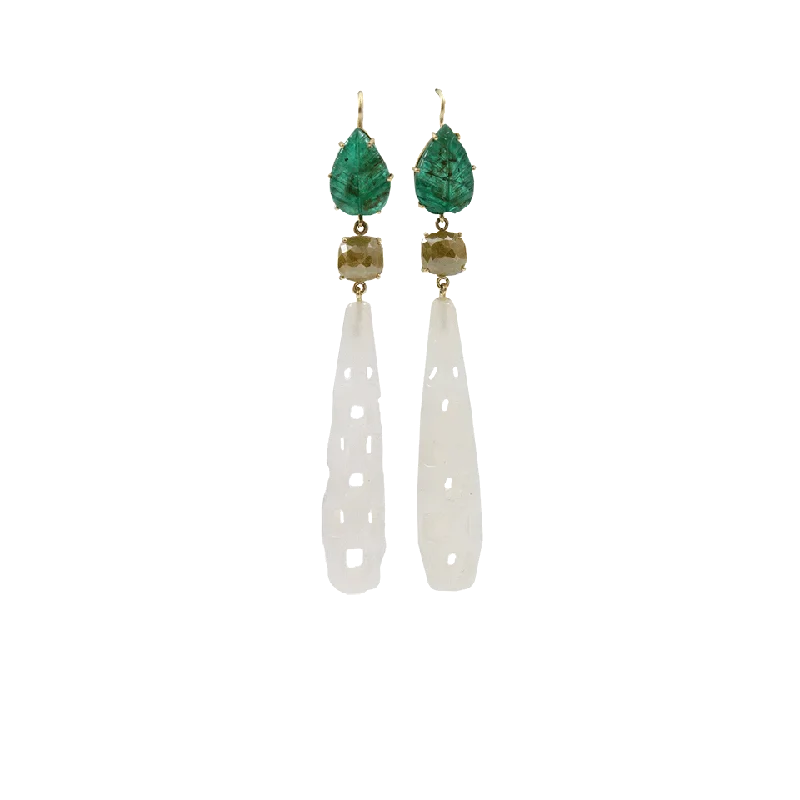 Studded Drop Earrings with Gemstones -Agate Drop Earrings