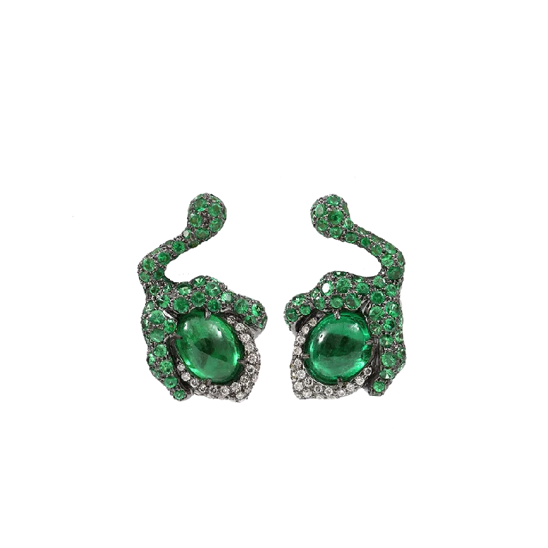 Crystal Drop Earrings for Sparkle -Tsavorite Flower Bud Earrings