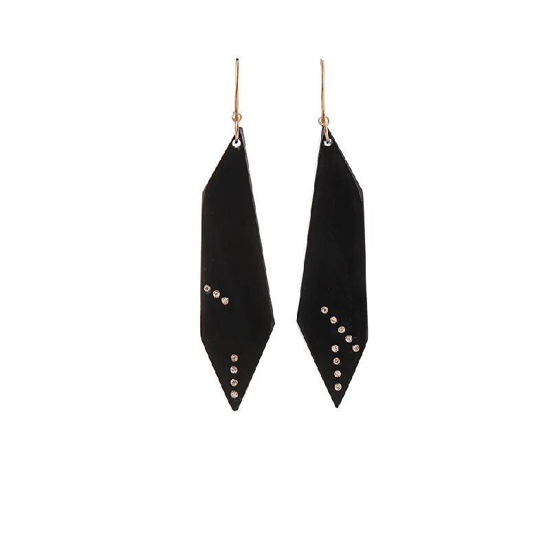 Square Drop Earrings for Modern -Black Buffalo Horn Geometric Earrings