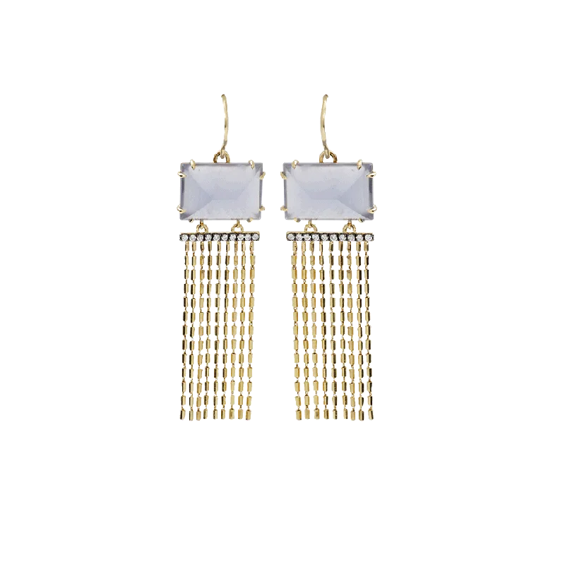 Drop Earrings for Gym Workout -Fringe Earrings With Blue Chalcedony