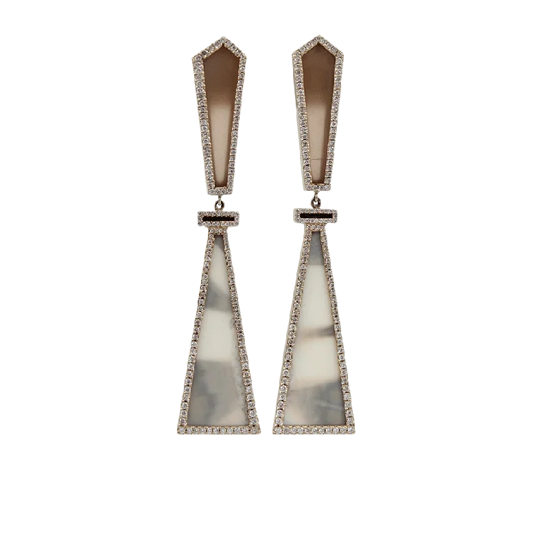 Drop Earrings with Symbolic Elements -Grey Ombre Fossilized Walrus Earrings