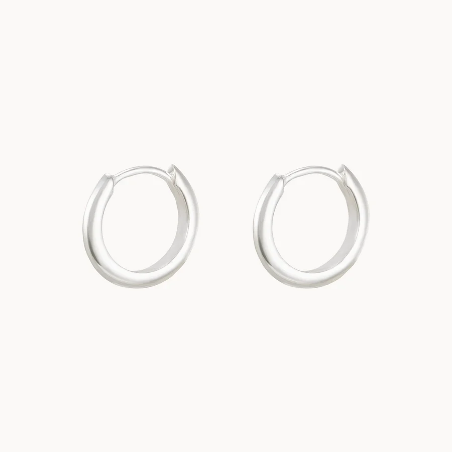 Push Back Drop Earrings for Convenience -Dagger Small Hoops (Silver)