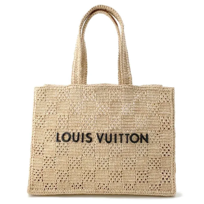 Handle bags with drawstring accents for style -Louis Vuitton Damier  Raffia Handbag Tote Bag (Pre-Owned)