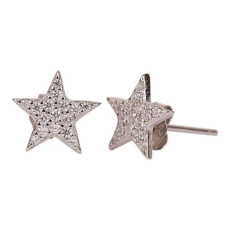 Minimalist rings with tiny diamond dot accents -Women's Rockstar Stud Earring In Silver