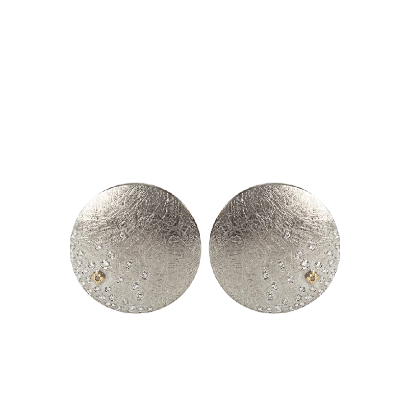 Waterproof Drop Earrings for Outdoor -Palladium and Raw Diamond Disc Earrings