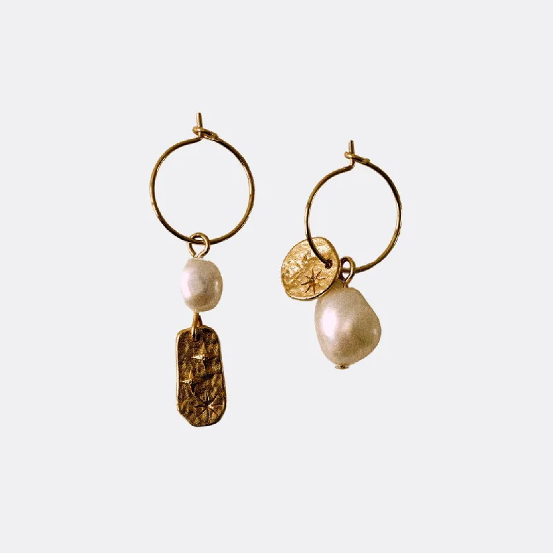 Indian Drop Earrings with Intricacy -Soren Pearl Earrings (Doré)