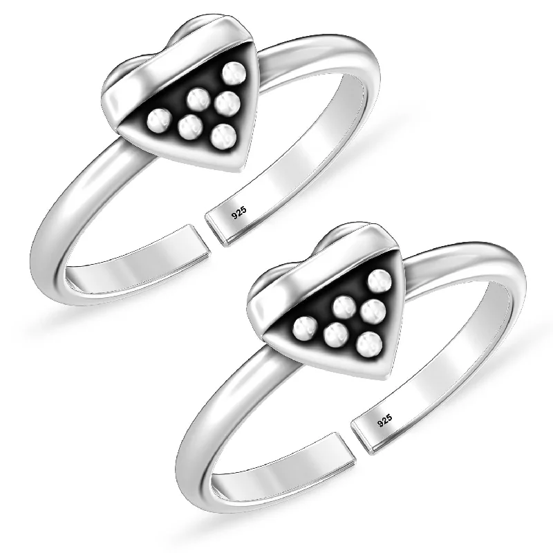 Rings with shield-shaped stones for boldness -925 Sterling Silver Heart Antique Toe Ring for Women