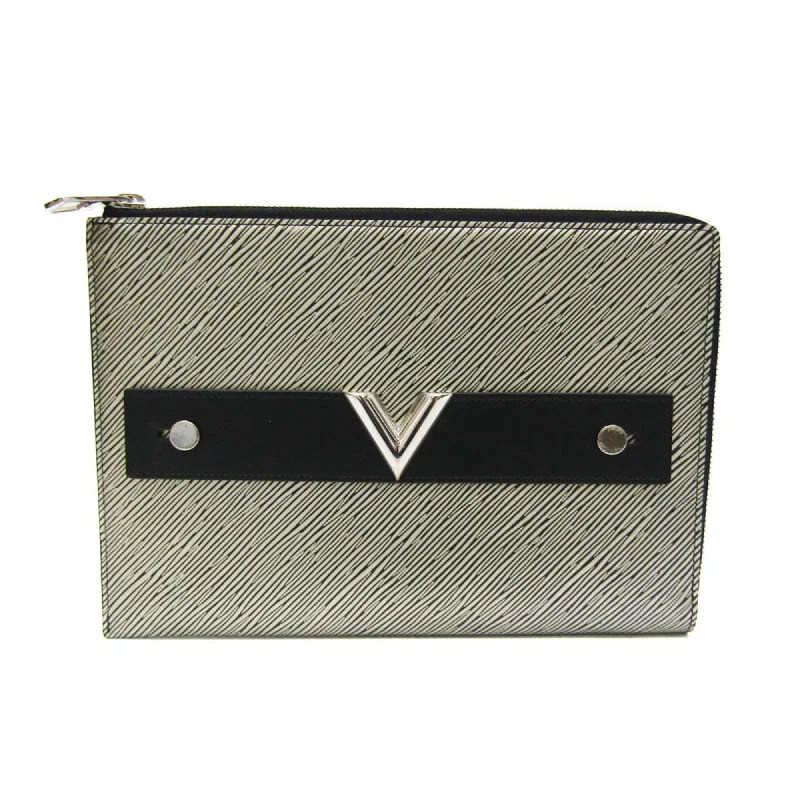 Handle bags with padded interiors for laptops -Louis Vuitton Epi Metallic  Noir Epi Leather Clutch Bag (Pre-Owned)