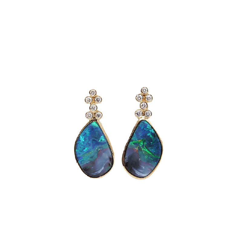 Triangular Drop Earrings for Edge -Boulder Opal Earrings