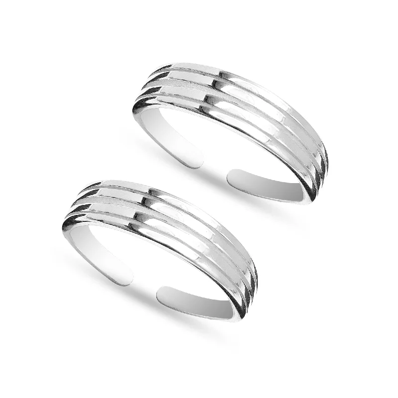 Rings with spiral ruby for bold twist -925 Sterling Silver 4 Layer Minimalistic Open Adjustable Toe Rings for Women