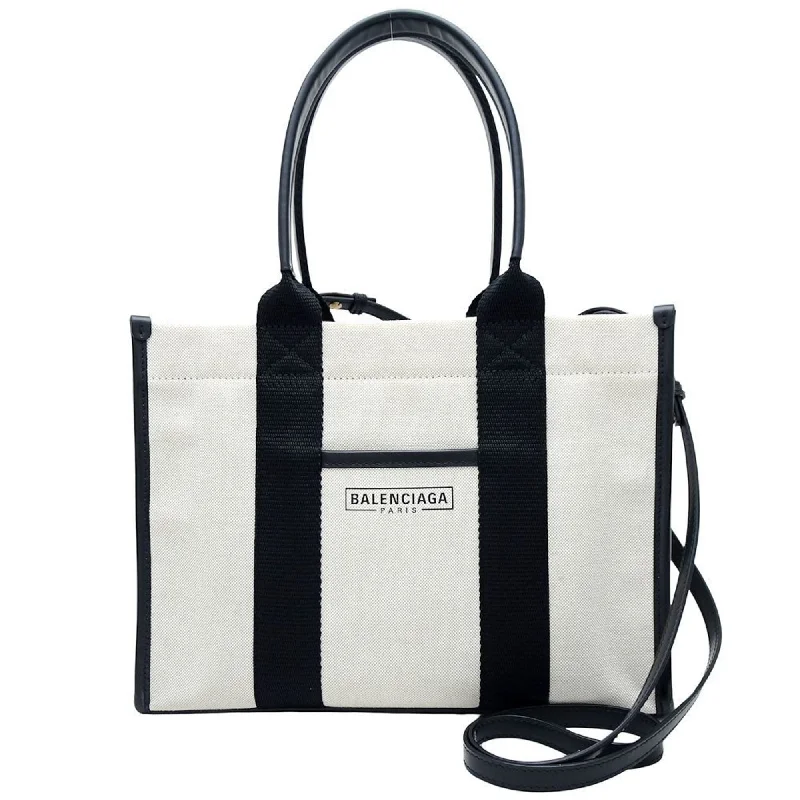 Handle bags with structured shapes for class -Balenciaga   Canvas Leather Tote Bag (Pre-Owned)