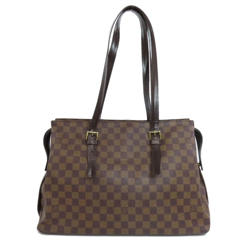 Handle bags with expandable sides for flexibility -Louis Vuitton Damier Canvas Ebene Damier Canvas Tote Bag (Pre-Owned)