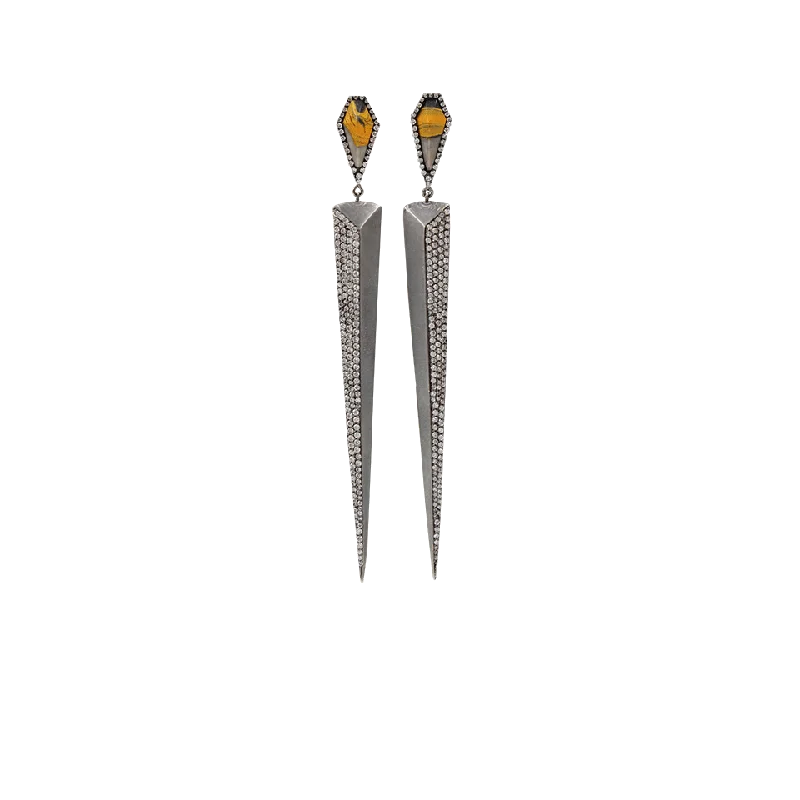 Drop Earrings for School Uniform -Jasper Diamond Spike Earrings