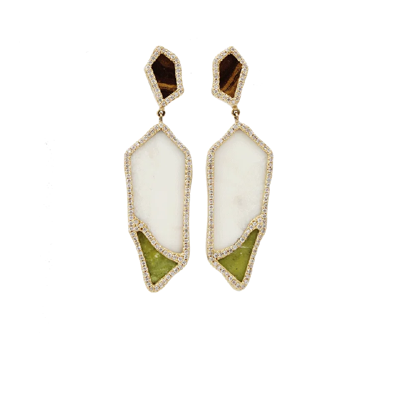 Drop Earrings for School Uniform -Walrus Ivory And Serpentine Earrings