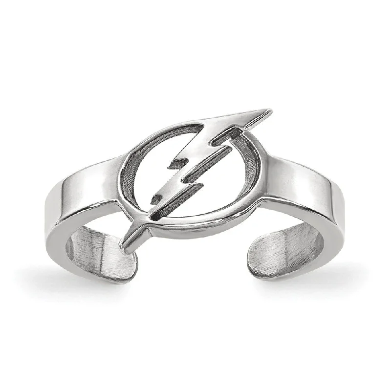 Rings with hematite for sleek metallic sheen -Sterling Silver NHL Tampa Bay Lightning Toe Ring