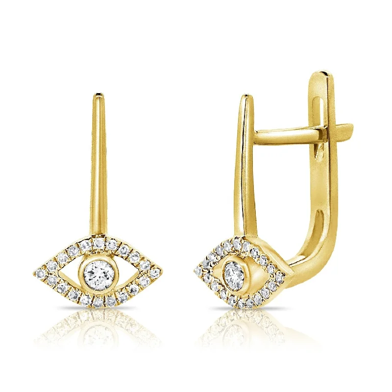 Stackable rings with mixed metal finishes -Joelle Collection Diamond Evil Eye Dangle Earring 14K Gold 1/6ct TDW