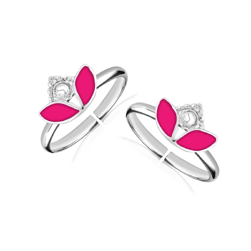 Rings with adjustable bands for perfect fit -925 Sterling Silver Double Leaves Toe Ring for Women