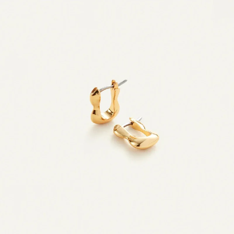 Drop Earrings with Symbolic Elements -Squiggle Huggies (Gold)