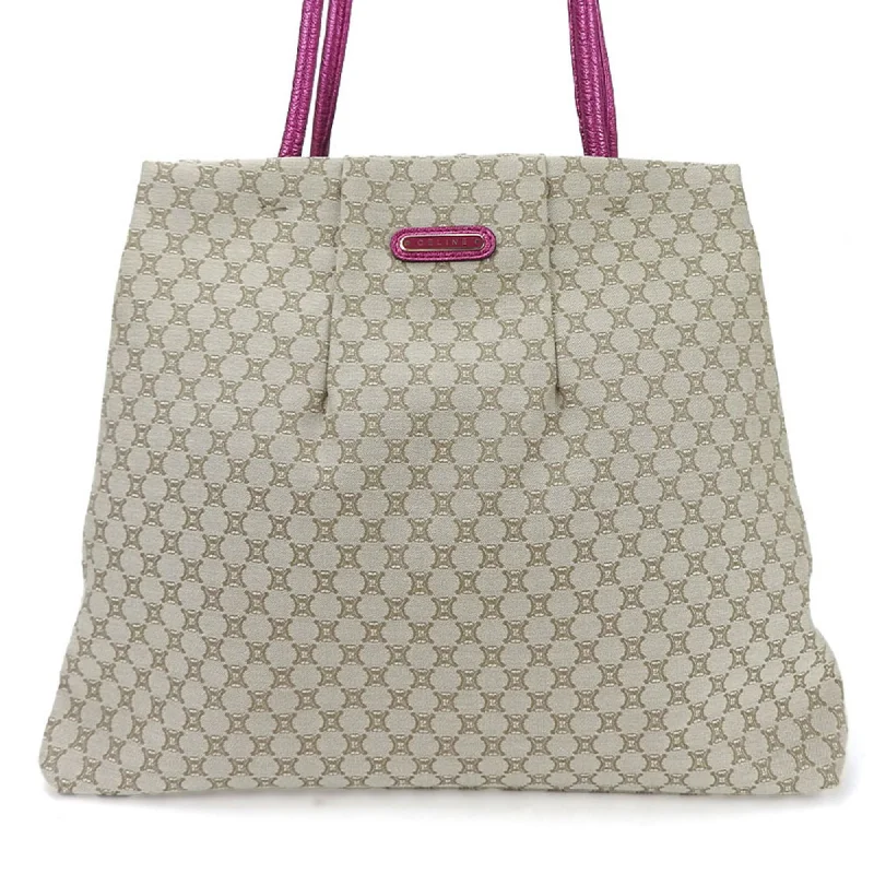 Handle bags with laptop sleeves for work -Celine Macadam  Canvas Leather Tote Bag (Pre-Owned)