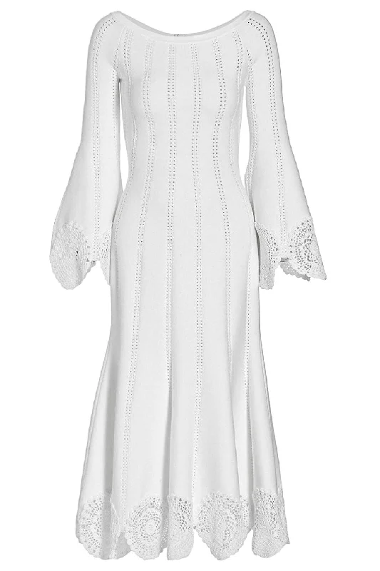 Embroidered Dresses for Detailed -Off Shoulder Lace Knit Dress