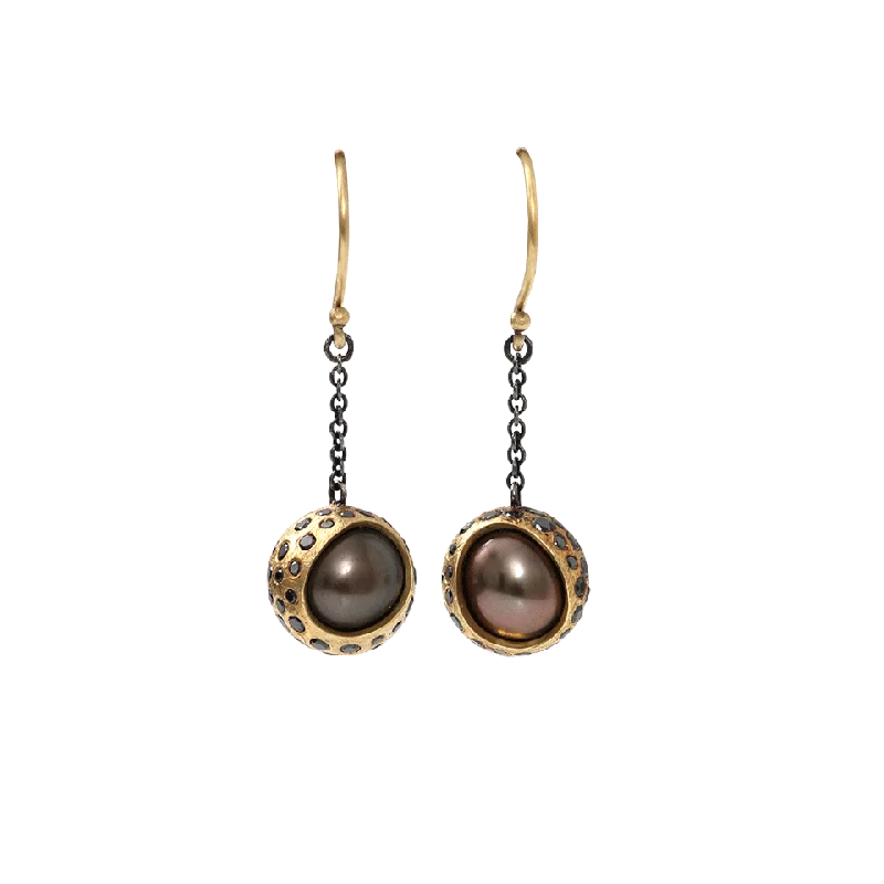 Drop Earrings with Polished Shine -Tahitian Pearl Drop Earrings