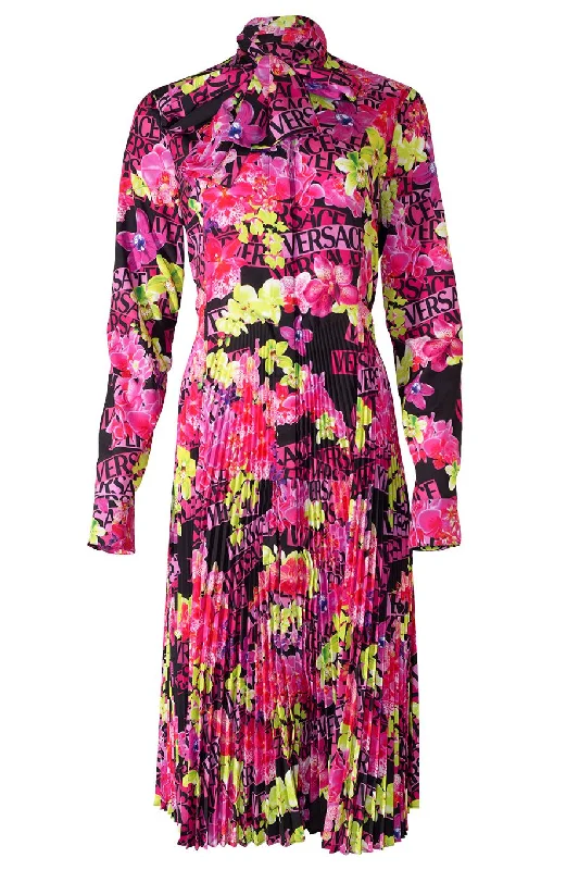 Vintage Dresses for Nostalgia -Long Sleeve Printed Midi Dress