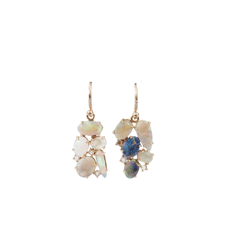 Drop Earrings for Office Wear -Lightening Ridge Opal Earrings