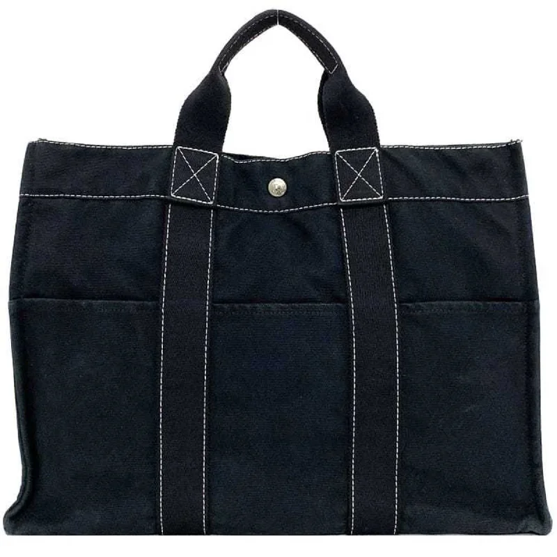 Handle bags with playful patterns for fun -Hermes  Navy Canvas Tote Bag (Pre-Owned)