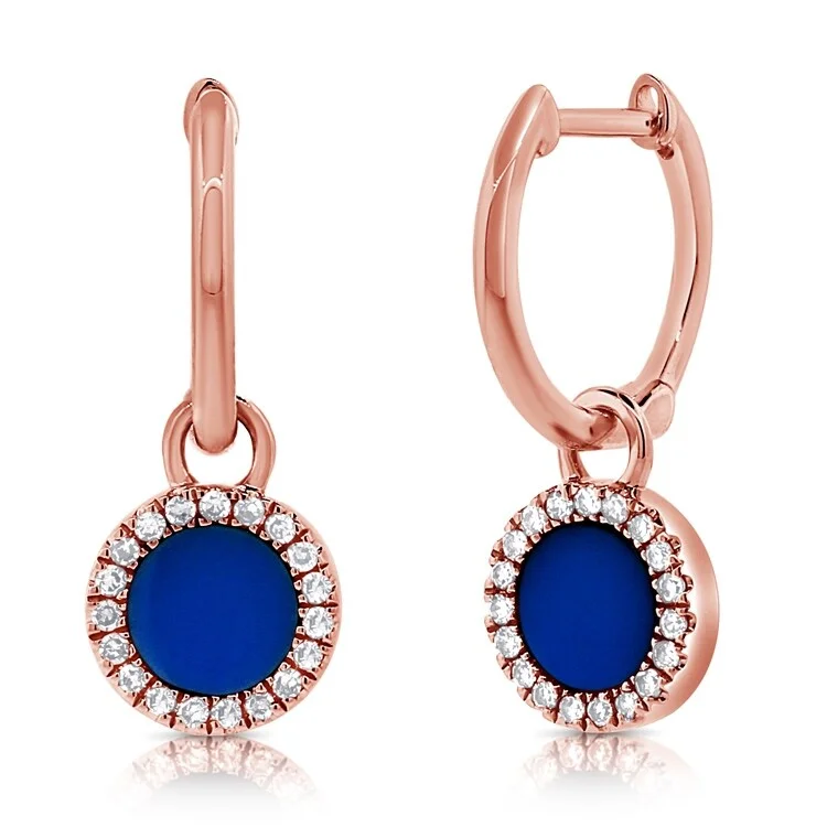 Vintage rings with engraved floral band designs -Joelle Collection Diamond And Lapis Dangle Earring 14K Gold 1/8ct TDW