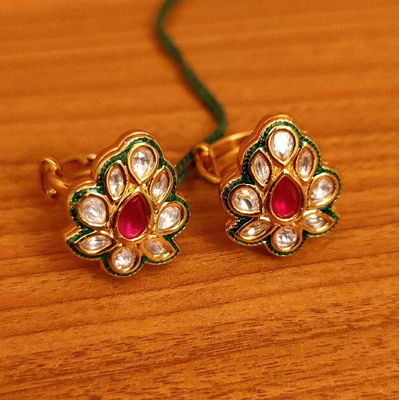 Rings with polished opal for iridescent beauty -GOLD LOOK KUNDAN MEENAKARI ADJUSTABLE TOE RINGS