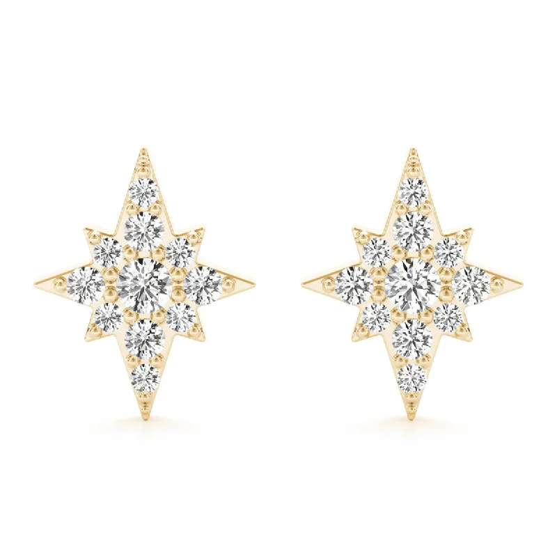 Rings with smoky quartz for muted elegance -Star Diamond Earring In 14K Yellow Gold