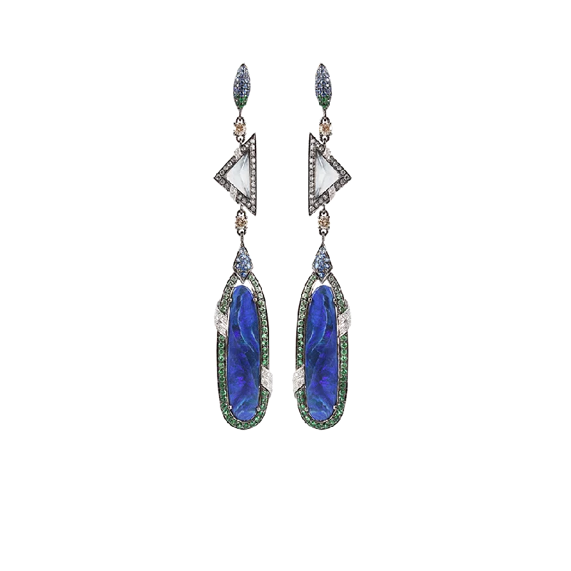 Short Drop Earrings for Subtle -Opal and Jade Drop Earrings